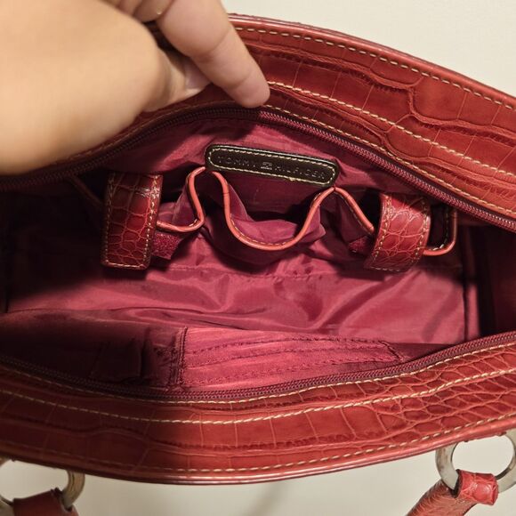 Y2K Tommy Hilfiger Faux Crocodile Skin Embossed Mini Hand Bag Red Shoulder Purse - Picture 12 of 13